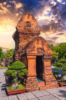 Po Nagar Cham Towers in Nha Trang in Vietnam in Asia. Ruins of an old hinduism temple
