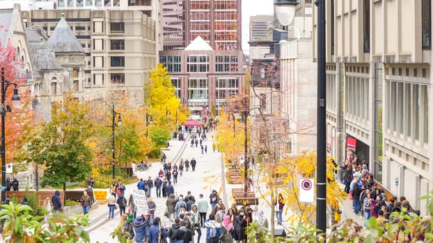 Montreal, Quebec Canada - Oct 27 2024: McGill University Open Doors event with lots of students on sunny fall autumn day.