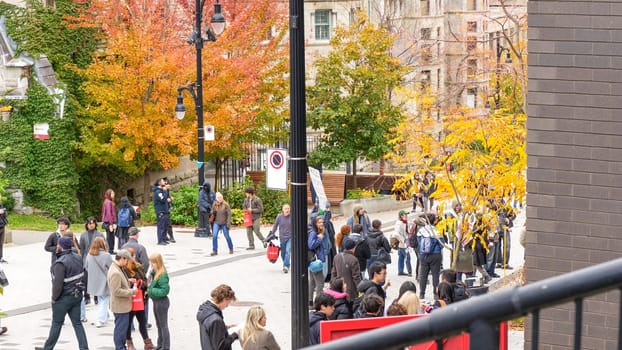 Montreal, Quebec Canada - Oct 27 2024: McGill University Open Doors event with lots of students on sunny fall autumn day.