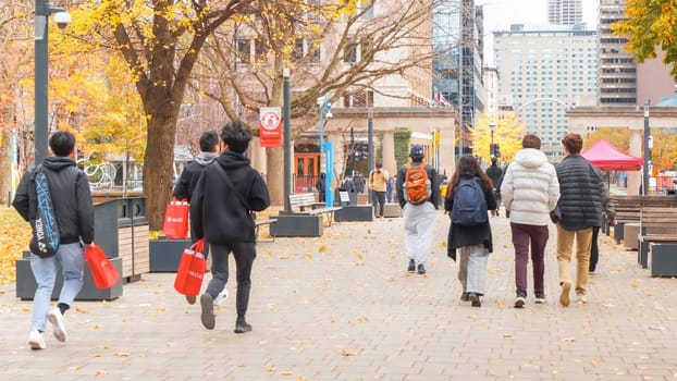 Montreal, Quebec Canada - Oct 27 2024: McGill University Open Doors event with lots of students on sunny fall autumn day.