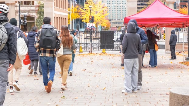 Montreal, Quebec Canada - Oct 27 2024: McGill University Open Doors event with lots of students on sunny fall autumn day.