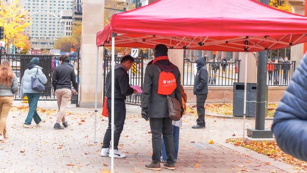 Montreal, Quebec Canada - Oct 27 2024: McGill University Open Doors event with lots of students on sunny fall autumn day.