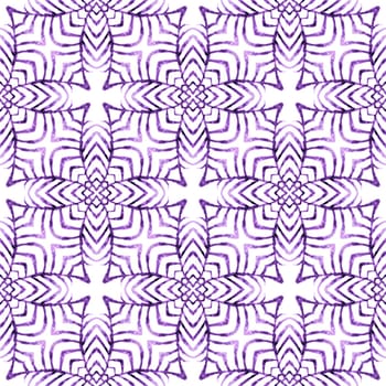Textile ready immaculate print, swimwear fabric, wallpaper, wrapping. Purple extra boho chic summer design. Watercolor medallion seamless border. Medallion seamless pattern.