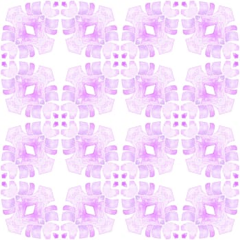 Chevron watercolor pattern. Purple extra boho chic summer design. Textile ready outstanding print, swimwear fabric, wallpaper, wrapping. Green geometric chevron watercolor border.