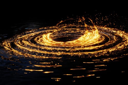 Explosion and swirl a golden fire on a isolated background..