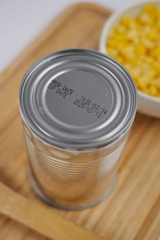 expire date on food can on white background