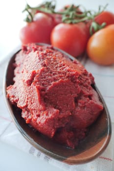 Tomato paste with ripe tomatoes