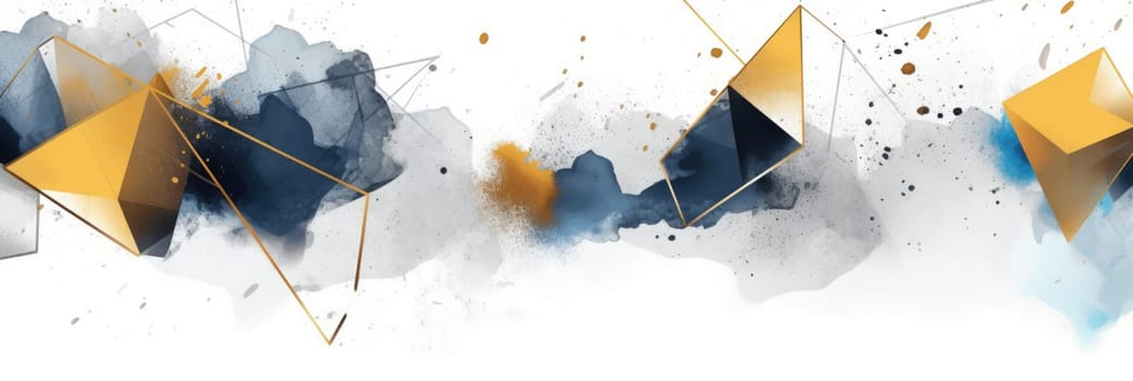 Abstract watercolor artwork mixed with buzzy geometric shapes for background of social media banner generative AI image