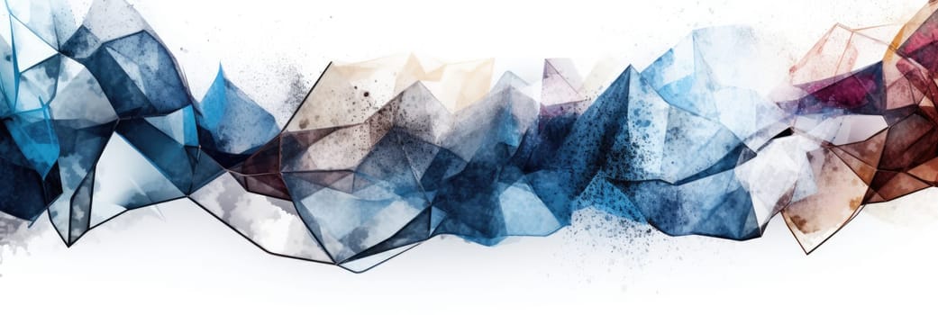 Abstract watercolor artwork mixed with buzzy geometric shapes for background of social media banner generative AI image