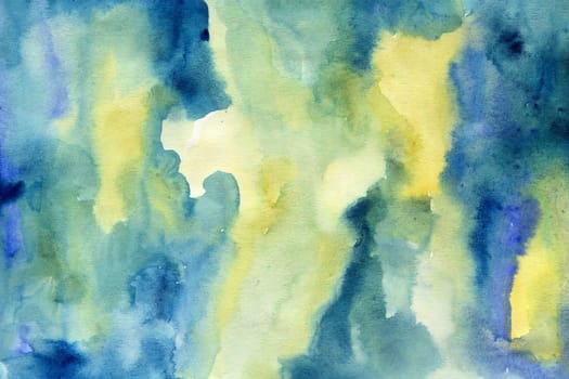 Yellow-blue green watercolor paper background texture