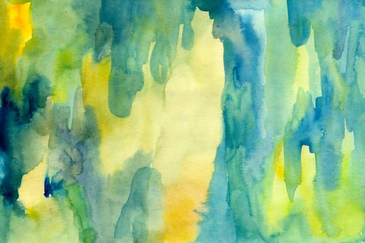 Yellow-blue green watercolor paper background texture