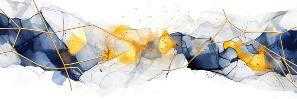 Abstract watercolor artwork mixed with buzzy geometric shapes for background of social media banner generative AI image