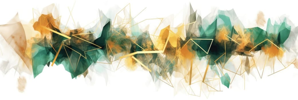 Abstract watercolor artwork mixed with buzzy geometric shapes for background of social media banner generative AI image