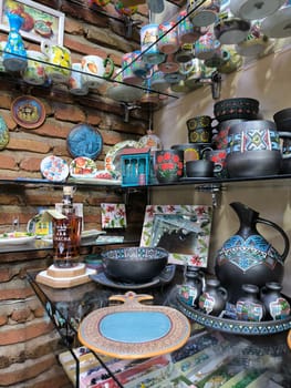 17 August 2024 Tbilisi Georgia, souvenir shop, goods gifts for tourists, objects of tourism. High quality photo