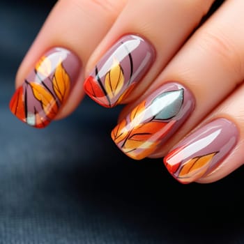 Beautiful Female hands with trendy pink manicure. Ai art
