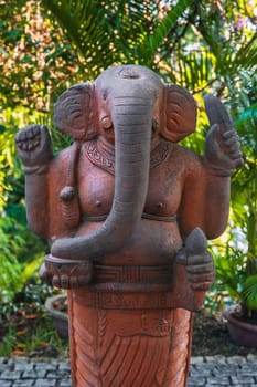 statue of the Buddhist god Ganesha in the form of an elephant on a pagoda in Vietnam in Asia