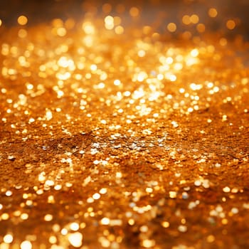Beautiful abstract glowing gold glitter and bokeh sparkle background. Ai art