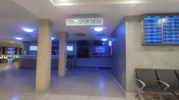 October 26, 2024 Prague Czech Republic Europe, Vaclav Havel Airport, transfer desk for tourists in the lobby waiting for a flight. High quality photo