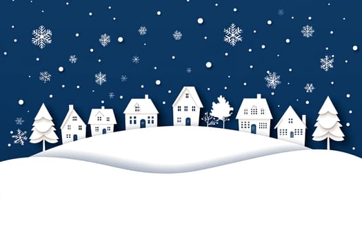 Winter snowy town at night. High quality photo