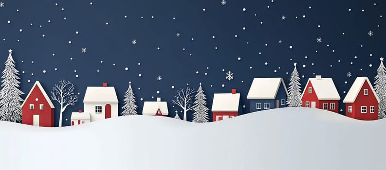Winter snowy town at night. High quality photo
