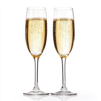 Two glasses of champagne on a white background. High quality photo