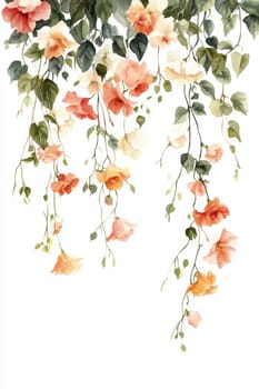 Flowers painted with watercolors on a white background. High quality photo