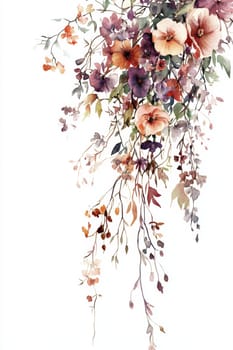 Flowers painted with watercolors on a white background. High quality photo