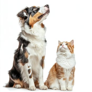 Colored image of a cat and a dog on an isolated white background. High quality photo