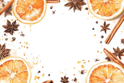 Orange, anise and cinnamon on a white background. High quality photo