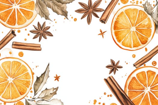Orange, anise and cinnamon on a white background. High quality photo