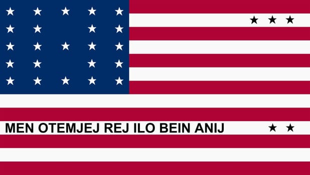 A Bikini Atoll flag background illustration