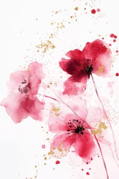 Flowers painted with watercolors on a white background. High quality photo