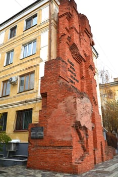 Volgograd, Russia - November 03. 2016. Fragment of Pavlov's House - House of Soldier's Glory. Ruins of Second World War