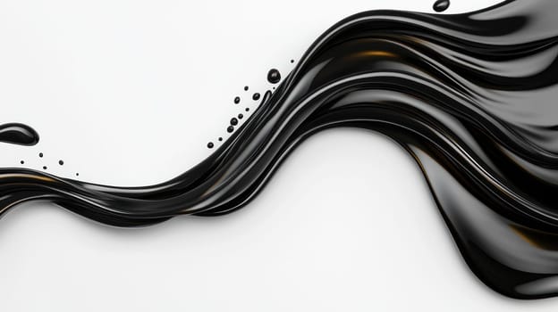 bold black liquid splash swirling gracefully across white background.