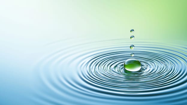 serene water droplet creates ripples in tranquil setting, evoking calmness.