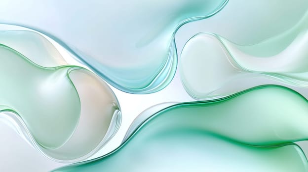 Soft flowing waves of translucent colors create serene atmosphere.
