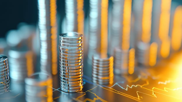 Rising metallic coins symbolize financial growth and investment opportunities.