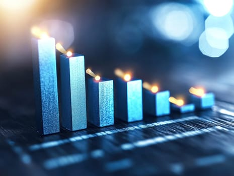 Increasing blue bars represent growth and progress in financial context.