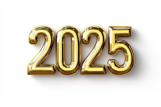 2025 in gold text on a white background, new year concept..
