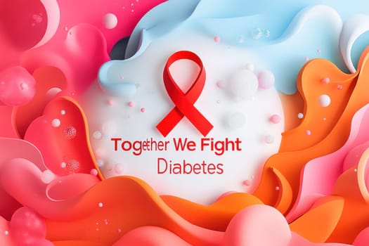 Red ribbon symbolizing diabetes awareness, promoting unity and support in the fight against this chronic disease