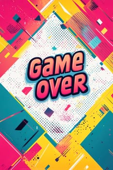 Colorful abstract background with a prominent game over sign, symbolizing the end of a game or other activity