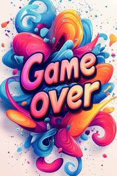 Vibrant and swirling abstract design with game over text, symbolizing the end of a game