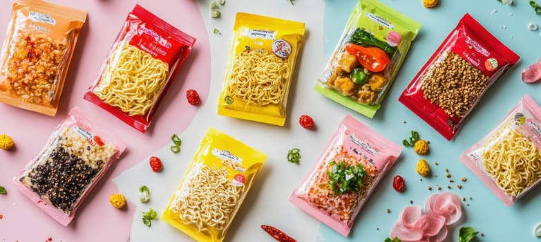 Instant noodles packaged with various toppings offer a convenient and customizable meal option