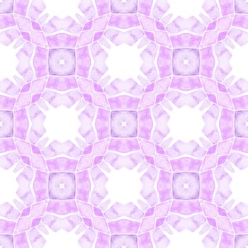 Hand painted tiled watercolor border. Purple enchanting boho chic summer design. Textile ready magnetic print, swimwear fabric, wallpaper, wrapping. Tiled watercolor background.