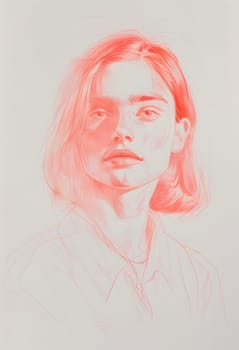 Elegant pencil sketch of a woman with short bob hairstyle and soft shading