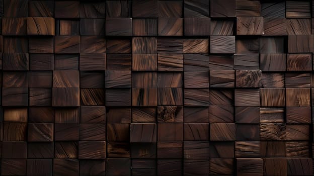 Abstract dark wooden cube pattern background, versatile for design projects