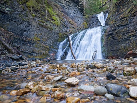 The beautiful and serene upper Sweetcreek Falls located in the north east section of Washington state.