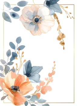 Beautiful floral frame in soft pastel colors, perfect for cards and invitations.