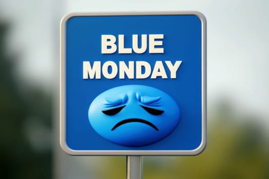 Blue Monday sign on a letter board. ai generative.