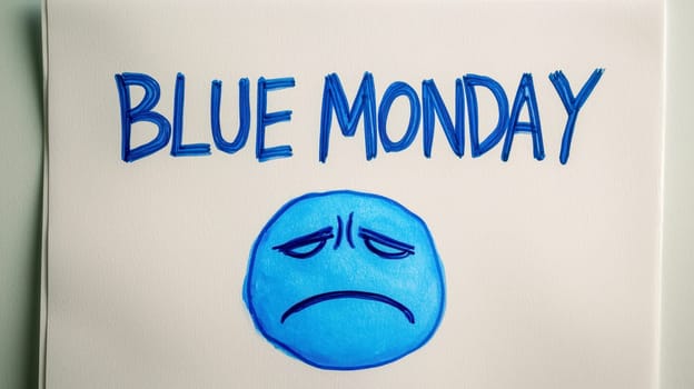 Blue Monday sign on a letter board on isolated background. ai generative.